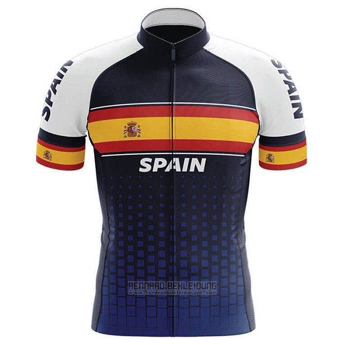2020 Fahrradbekleidung Champion Spanien Blau Gelb Trikot Kurzarm und Tragerhose