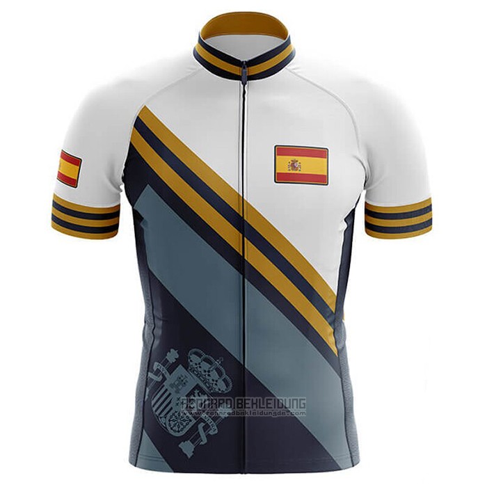 2020 Fahrradbekleidung Champion Spanien Hellblau Gelb Trikot Kurzarm und Tragerhose