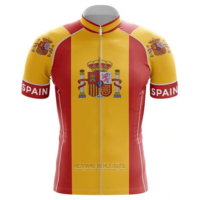 2020 Fahrradbekleidung Champion Spanien Rot Gelb Trikot Kurzarm und Tragerhose