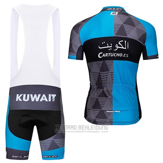 2019 Fahrradbekleidung Kuwait Blau Grau Trikot Kurzarm und Overall