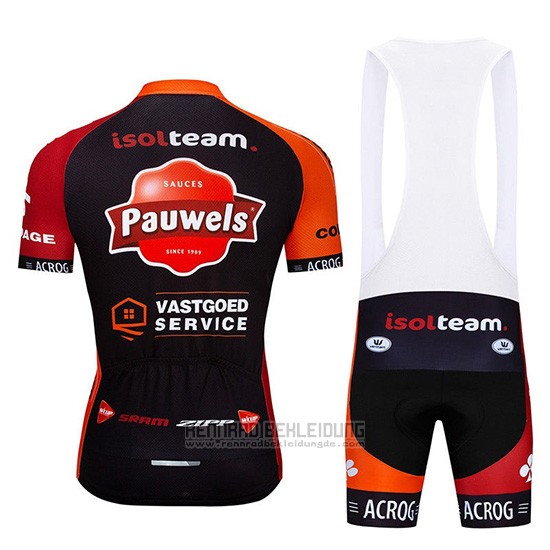 2019 Fahrradbekleidung Pauwels Shwarz Orange Trikot Kurzarm und Overall