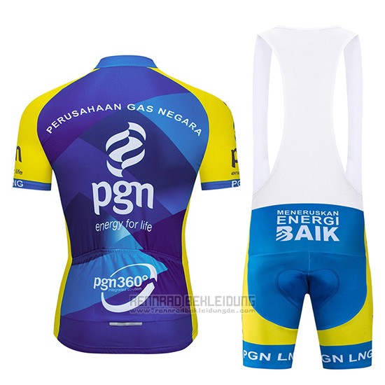 2019 Fahrradbekleidung Pgn Blau Hell Gelb Trikot Kurzarm und Overall - zum Schließen ins Bild klicken