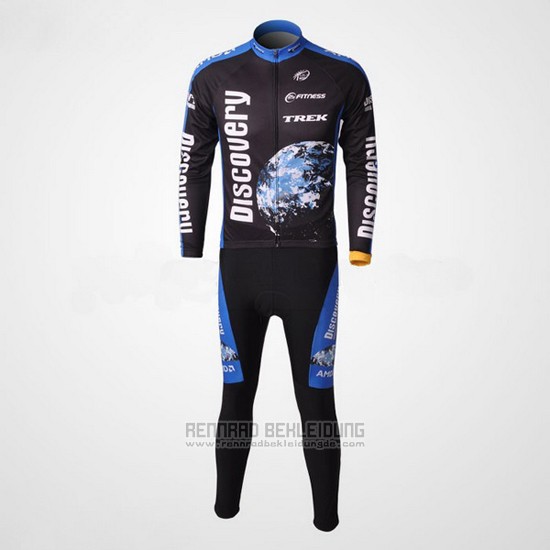2007 Fahrradbekleidung Trek Shwarz und Blau Trikot Langarm und Tragerhose Pantaloni