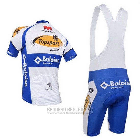 2013 Fahrradbekleidung Topsport Wei und Azurblau Trikot Kurzarm und Tragerhose