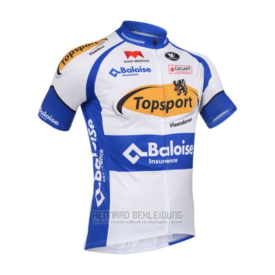 2013 Fahrradbekleidung Topsport Wei und Azurblau Trikot Kurzarm und Tragerhose