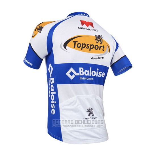 2013 Fahrradbekleidung Topsport Wei und Azurblau Trikot Kurzarm und Tragerhose