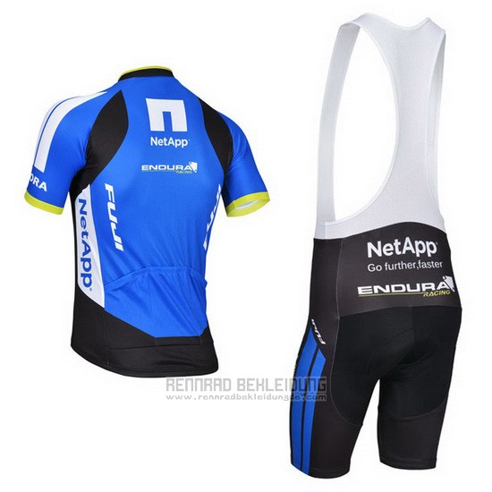 2014 Fahrradbekleidung Netapp Shwarz und Blau Trikot Kurzarm und Tragerhose