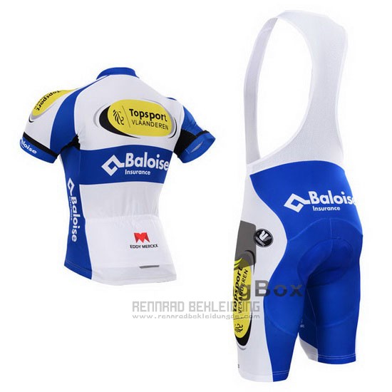 2015 Fahrradbekleidung Topsport Wei und Azurblau Trikot Kurzarm und Tragerhose