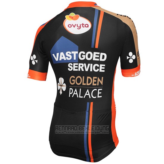 2015 Fahrradbekleidung Vastgoedservice Golden Palace Shwarz und Orange Trikot Kurzarm und Tragerhose