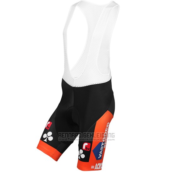 2015 Fahrradbekleidung Vastgoedservice Golden Palace Shwarz und Orange Trikot Kurzarm und Tragerhose