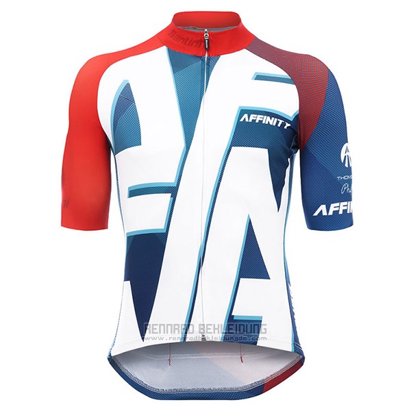 2017 Fahrradbekleidung Affinity Wei und Blau Trikot Kurzarm und Tragerhose