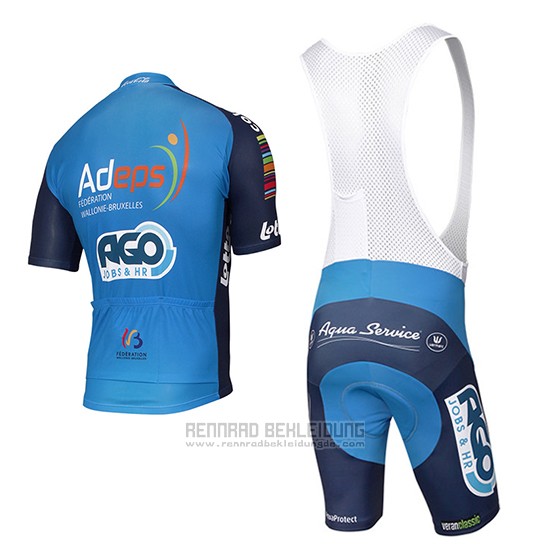 2017 Fahrradbekleidung Ago Aqua Service Blau Trikot Kurzarm und Tragerhose