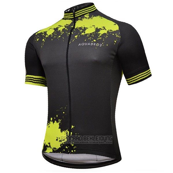 2017 Fahrradbekleidung Aquadro Splash Shwarz und Gelb Trikot Kurzarm und Tragerhose