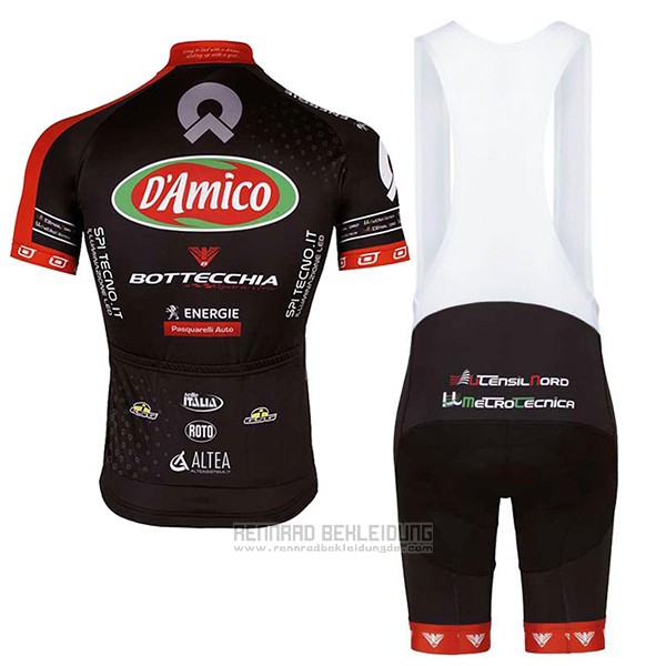 2017 Fahrradbekleidung D'amico Bottecchia Shwarz Trikot Kurzarm und Tragerhose