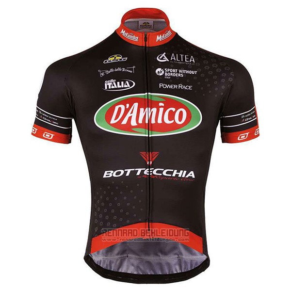 2017 Fahrradbekleidung D'amico Bottecchia Shwarz Trikot Kurzarm und Tragerhose