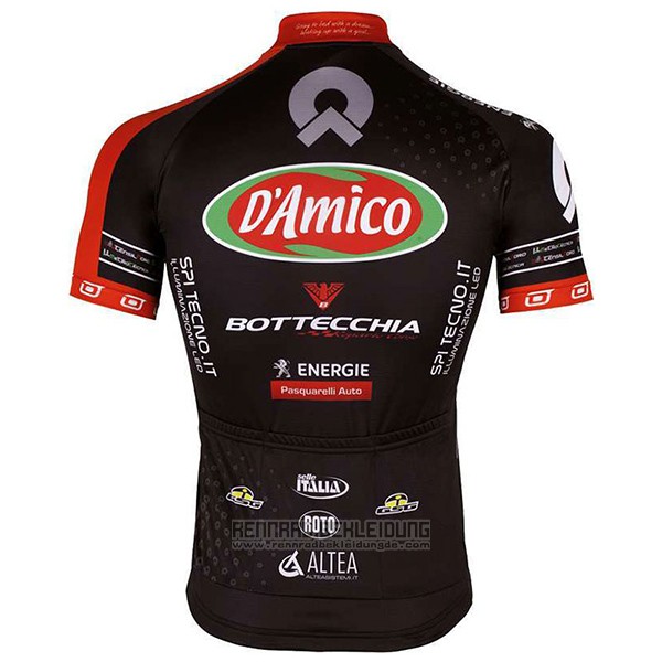 2017 Fahrradbekleidung D'amico Bottecchia Shwarz Trikot Kurzarm und Tragerhose