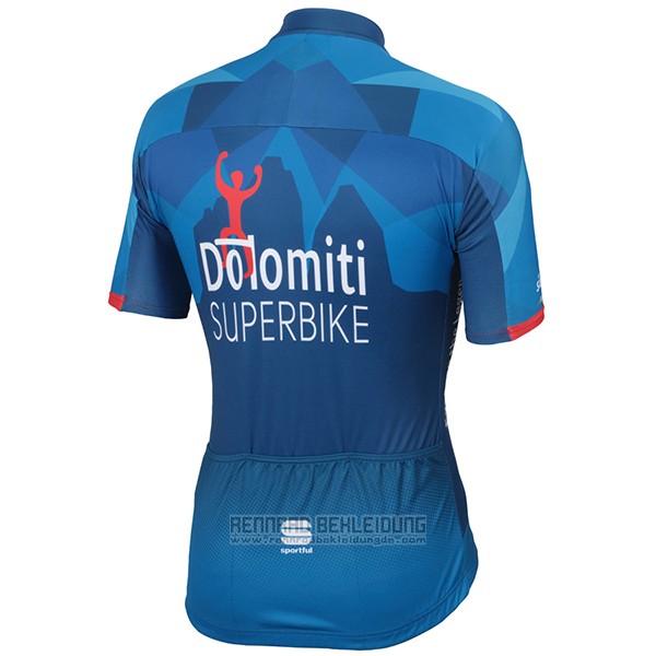 2017 Fahrradbekleidung Dolomiti Superbike Blau Trikot Kurzarm und Tragerhose