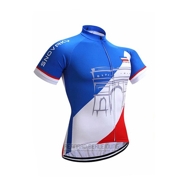 2017 Fahrradbekleidung France Snovaky Blau und Wei Trikot Kurzarm und Tragerhose