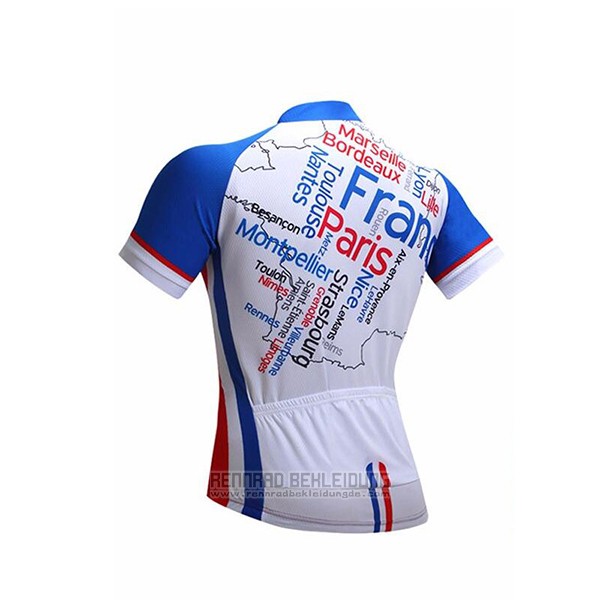 2017 Fahrradbekleidung France Snovaky Blau und Wei Trikot Kurzarm und Tragerhose