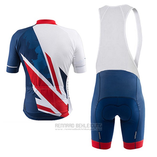 2017 Fahrradbekleidung Great Britain Blau und Wei Trikot Kurzarm und Tragerhose - zum Schließen ins Bild klicken