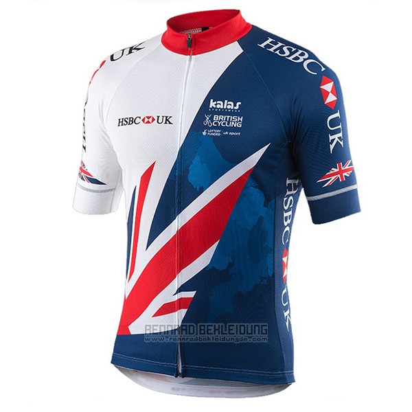 2017 Fahrradbekleidung Great Britain Blau und Wei Trikot Kurzarm und Tragerhose