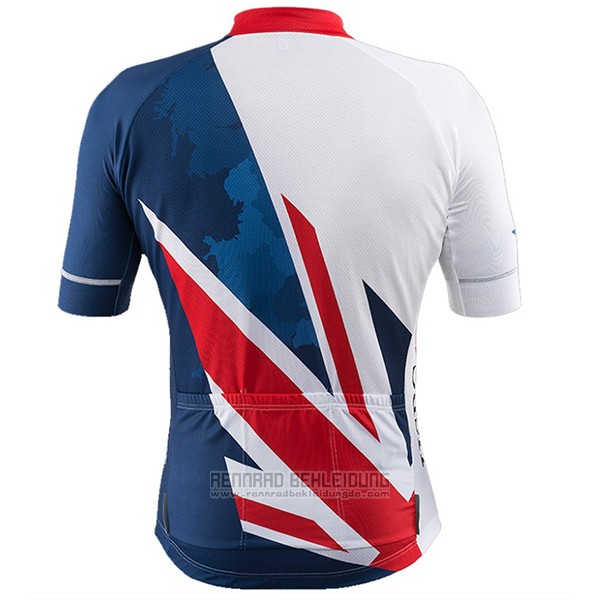 2017 Fahrradbekleidung Great Britain Blau und Wei Trikot Kurzarm und Tragerhose