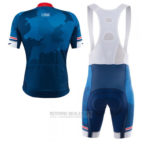 2017 Fahrradbekleidung Kalas HSBC GB Blau Trikot Kurzarm und Tragerhose