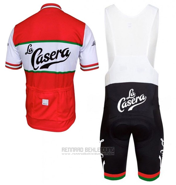 2017 Fahrradbekleidung La Casera Vintage Rot Trikot Kurzarm und Tragerhose