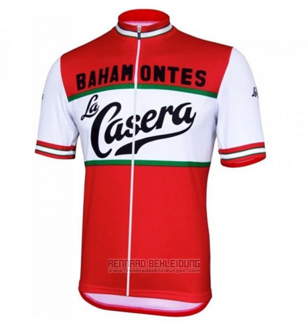 2017 Fahrradbekleidung La Casera Vintage Rot Trikot Kurzarm und Tragerhose