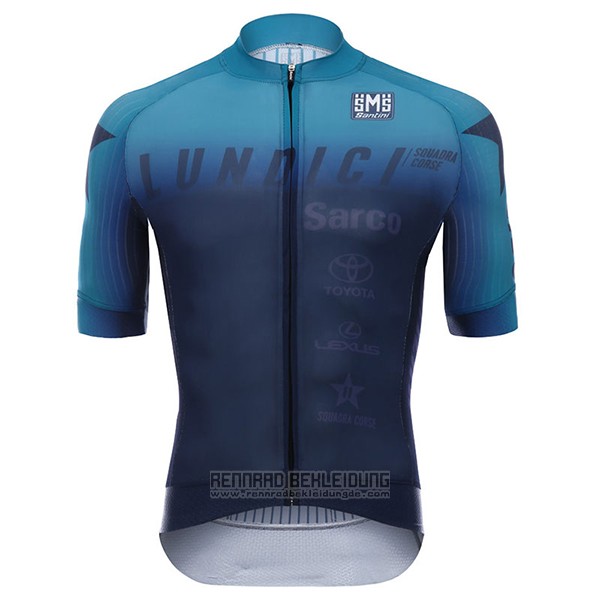 2017 Fahrradbekleidung Lundici Shwarz und Blau Trikot Kurzarm und Tragerhose