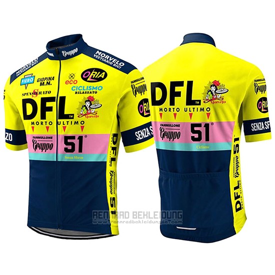 2017 Fahrradbekleidung Morvelo DFL Gelb Trikot Kurzarm und Tragerhose