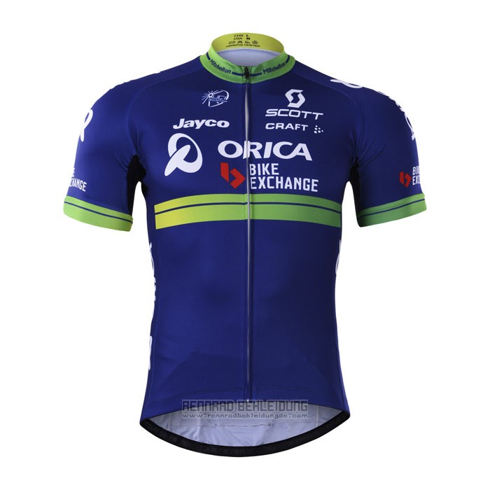 2017 Fahrradbekleidung Orica Bike Exchange Blau Trikot Kurzarm und Tragerhose