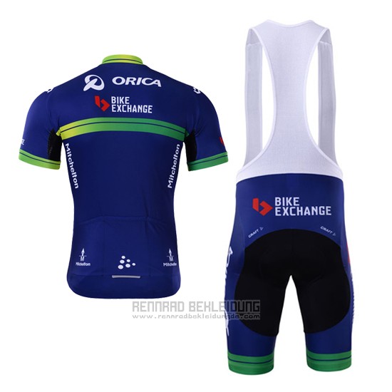 2017 Fahrradbekleidung Orica Bike Exchange Blau Trikot Kurzarm und Tragerhose