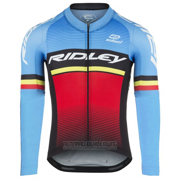 2017 Fahrradbekleidung Ridley Rincon Trikot Langarm und Tragerhose Rot und Blau Trikot Kurzarm und Tragerhose