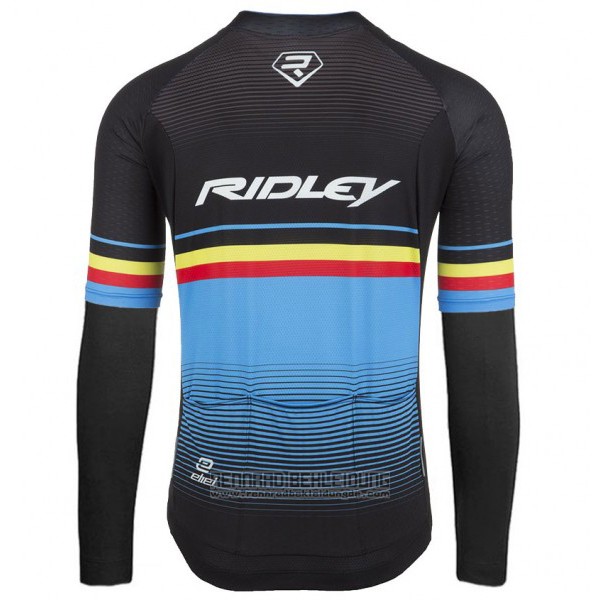 2017 Fahrradbekleidung Ridley Rincon Trikot Langarm und Tragerhose Shwarz und Blau Trikot Kurzarm und Tragerhose