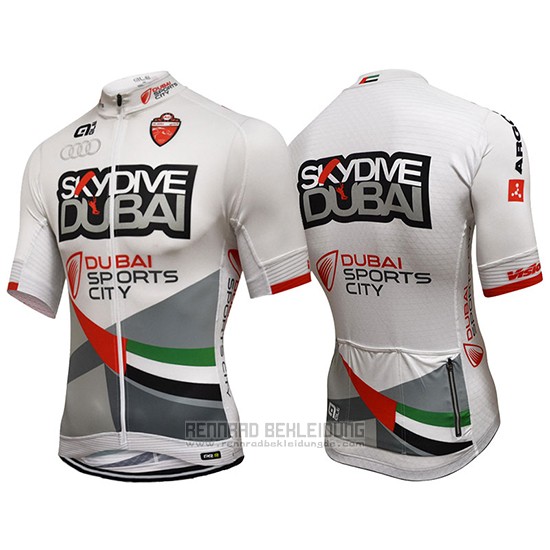 2017 Fahrradbekleidung Skydive Dubai Wei Trikot Kurzarm und Tragerhose