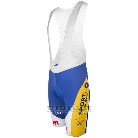 2017 Fahrradbekleidung Sport Vlaanderen Baloise Wei und Gelb Trikot Kurzarm und Tragerhose
