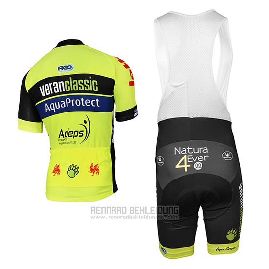 2017 Fahrradbekleidung Wb Verlanclassics Aquality Project Grun und Shwarz Trikot Kurzarm und Tragerhose