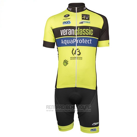 2017 Fahrradbekleidung Wb Verlanclassics Aquality Project Grun und Shwarz Trikot Kurzarm und Tragerhose