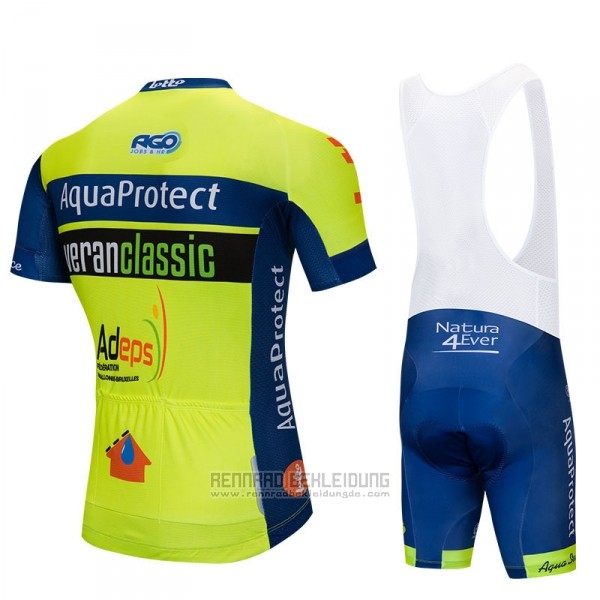 2018 Fahrradbekleidung Aquaproject Gelb Grun Trikot Kurzarm und Tragerhose