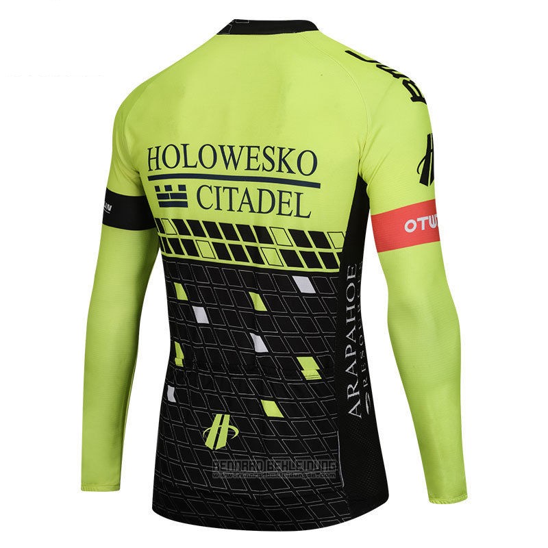 2018 Fahrradbekleidung Holowesko Citadel Grun und Shwarz Trikot Langarm und Tragerhose