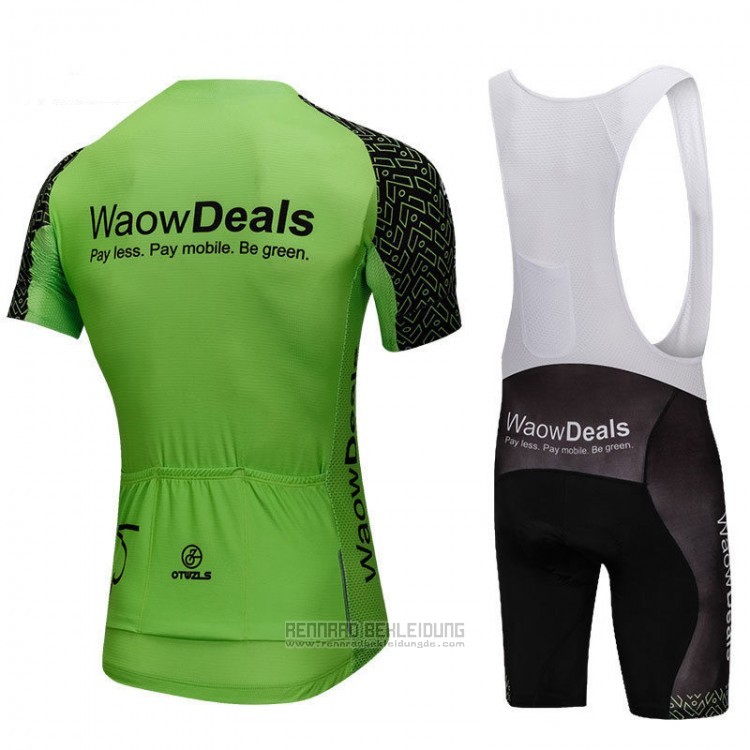 2018 Fahrradbekleidung Waowdeals Grun und Shwarz Trikot Kurzarm und Tragerhose