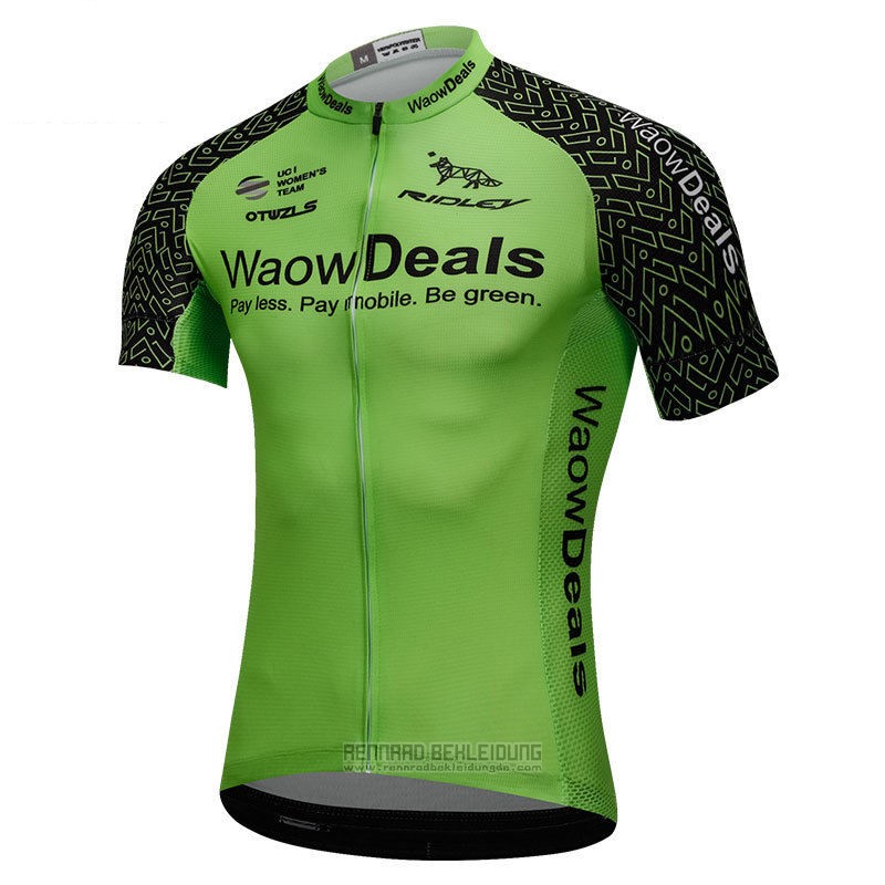 2018 Fahrradbekleidung Waowdeals Grun und Shwarz Trikot Kurzarm und Tragerhose