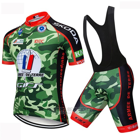 2019 Fahrradbekleidung Armee De Terre Tarnung Trikot Kurzarm und Tragerhose - zum Schließen ins Bild klicken