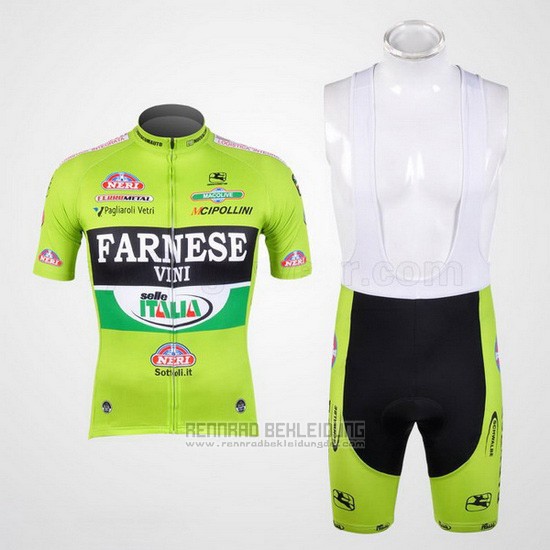 Fahrradbekleidung Farnese Shwarz und Grun Trikot Kurzarm und Tragerhose