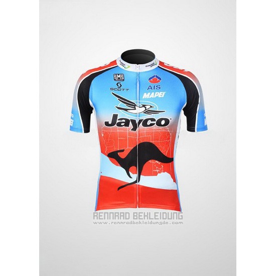 Fahrradbekleidung Jayco Azurblau und Rot Trikot Kurzarm und Tragerhose - zum Schließen ins Bild klicken