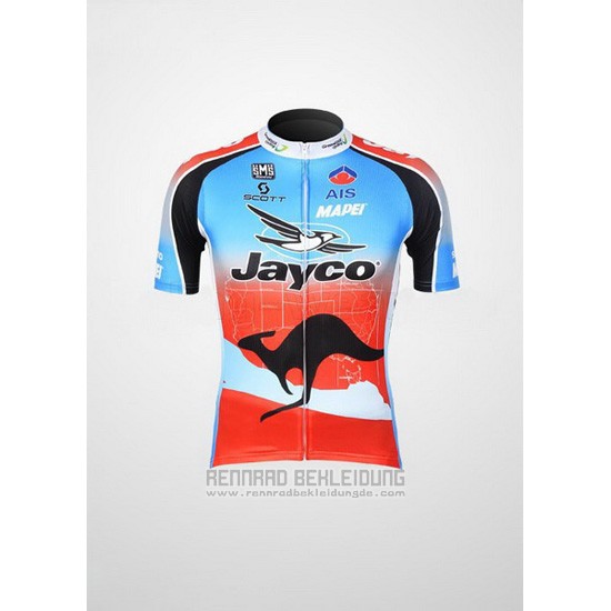 Fahrradbekleidung Jayco Azurblau und Rot Trikot Kurzarm und Tragerhose