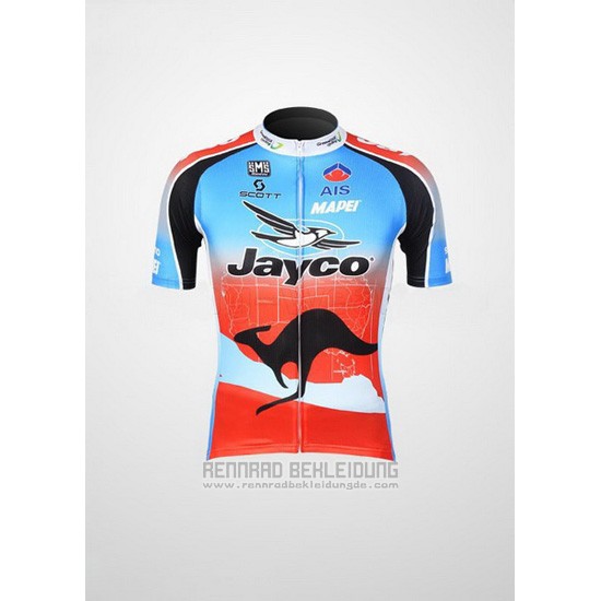 Fahrradbekleidung Jayco Azurblau und Rot Trikot Kurzarm und Tragerhose