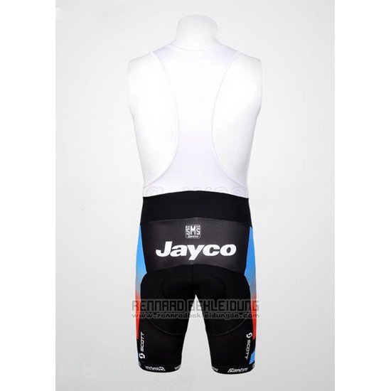 Fahrradbekleidung Jayco Azurblau und Rot Trikot Kurzarm und Tragerhose