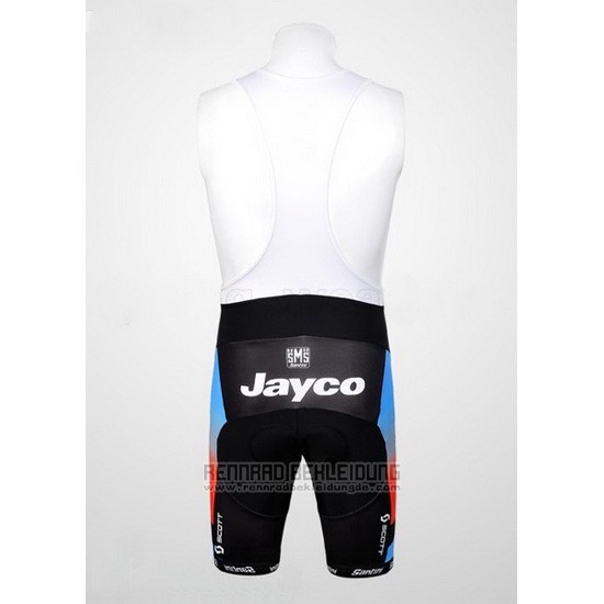 Fahrradbekleidung Jayco Azurblau und Rot Trikot Kurzarm und Tragerhose